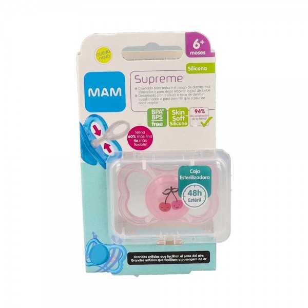 CHUPETE MAM SUPREME SILI FISIO 6+ M ROSA